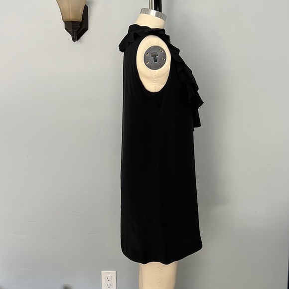 JOIE Gilly Ruffled Silk Mini Neck Tie Dress V-Neck Black, Size Small - Picture 8 of 16